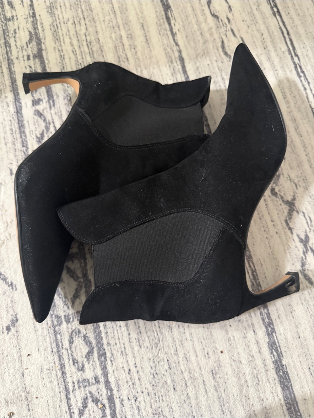 Express Black Suede Pointed Toe Chelsea Ankle Booties